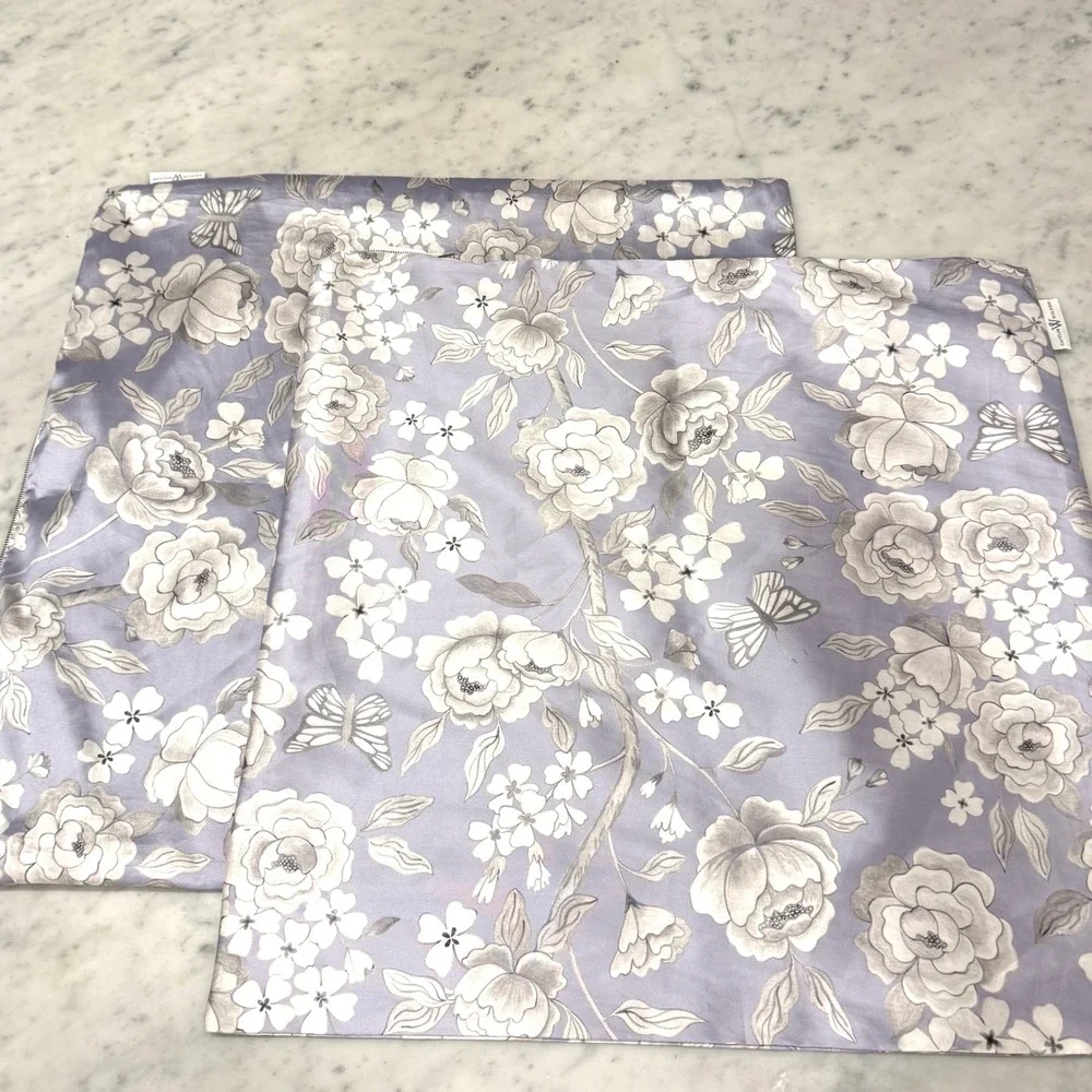 Caitlin Wilson Lavender Floral Butterfly Pillow Covers Set of 2 Square‎ 24x24
